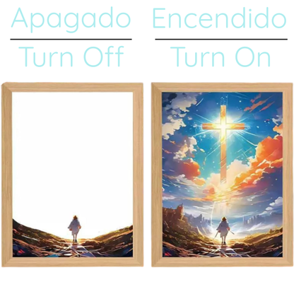 Cuadro jesus inspirativo lampara con LUZ LED 4D