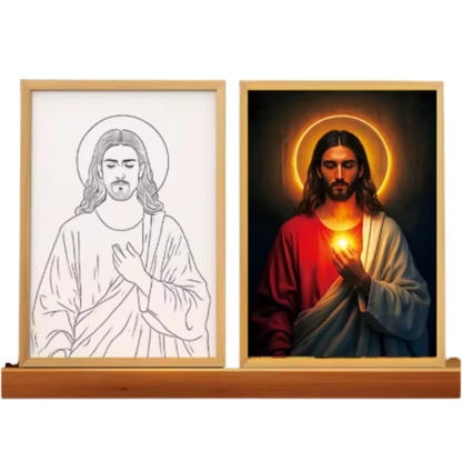 Cuadro jesus inspirativo lampara con LUZ LED 4D