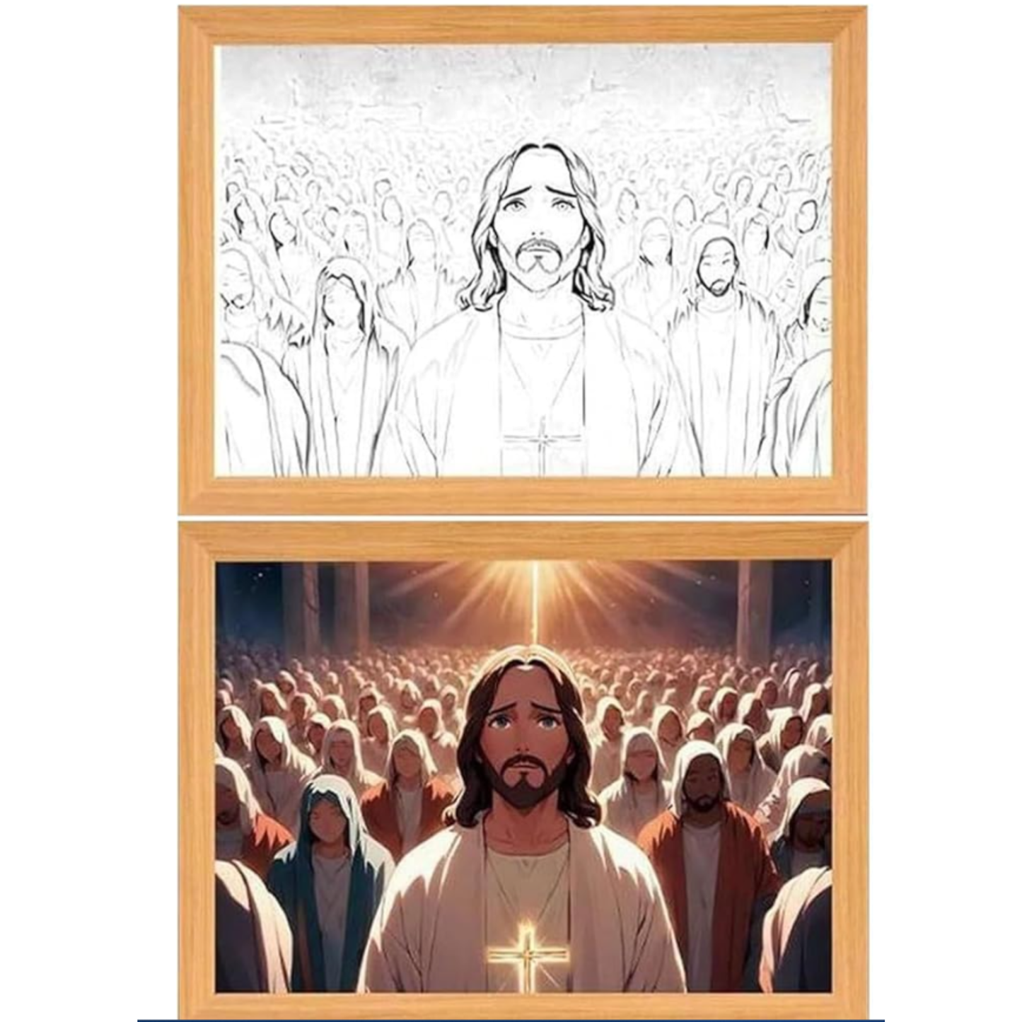 Cuadro jesus inspirativo lampara con LUZ LED 4D