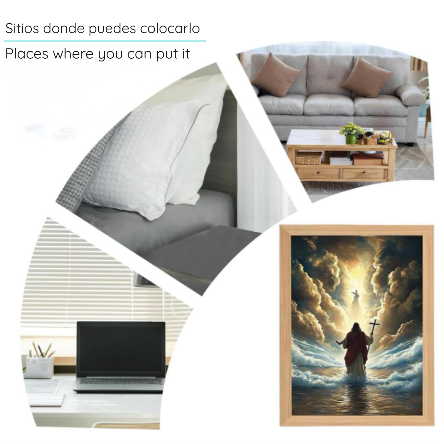 Cuadro jesus inspirativo lampara con LUZ LED 4D